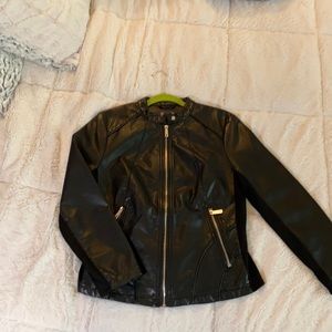 Kenneth Cole Reaction Black Faux Leather Zip Moto Jacket